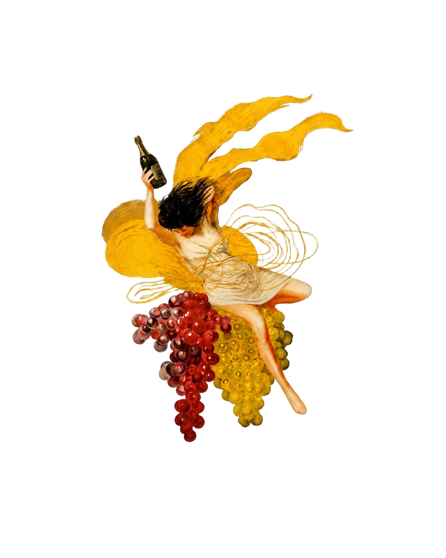 Dolce Vita art nouveau figure with grapes